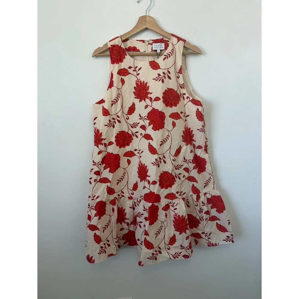 Tanya Taylor Jessie Dress – Floral (Cream/Tomato) – Size Large – NWT - Picture 2 of 4
